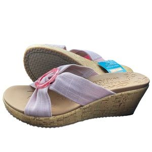 NWT Skechers Beverley Sail Twist Light Pink Cork Wedge Size 9